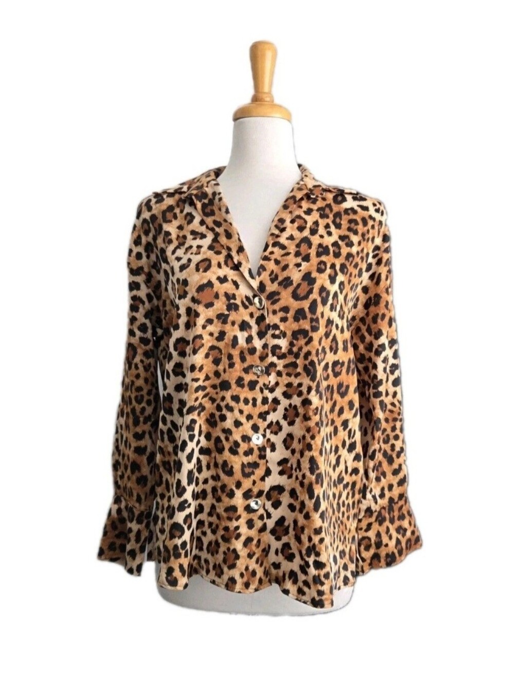 Zara Leopard Print Blouse Women's Size M 90s Grunge